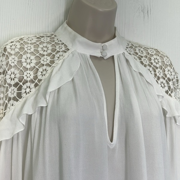 Free People - Little Bit Of Love White Lace Flowy Boho Blouse Size Small - Picture 6 of 12